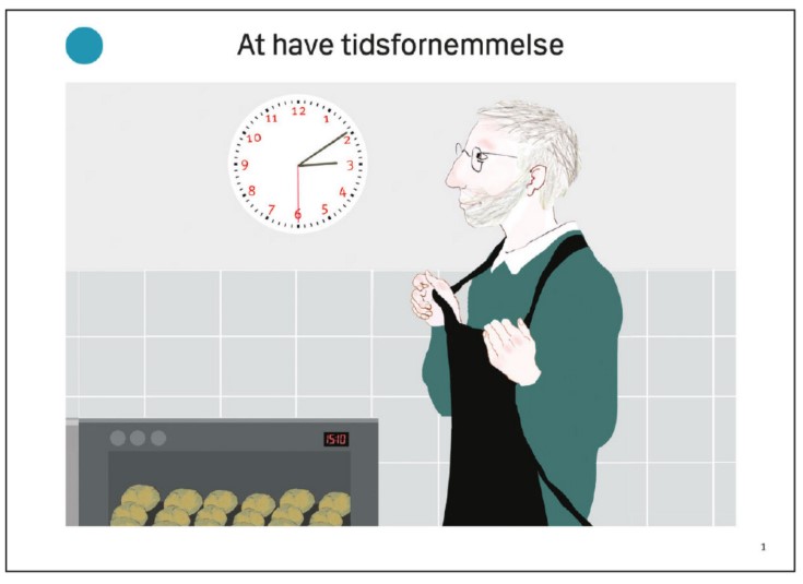 Forsiden af et af hjælpekortene, der handler om tidsfornemmelse.