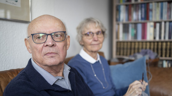 Older people in a sofa